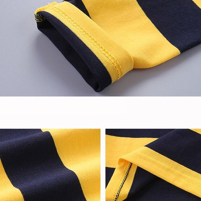 this photo is offering youi a close look at Collared Shirt's details, such as hight quality cotton jersey and neat seams