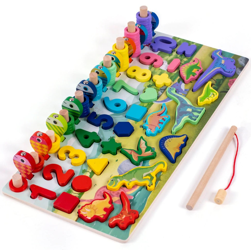 Wooden Activity Board for Kids | Educational Busy Board for Toddlers | Dino Toy