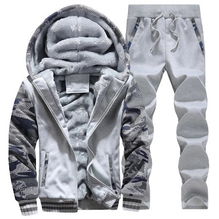 Winter Tracksuit Hooded Warm Sweatshirt Fleece Lined Jacket Pants Men And Teen Boys
