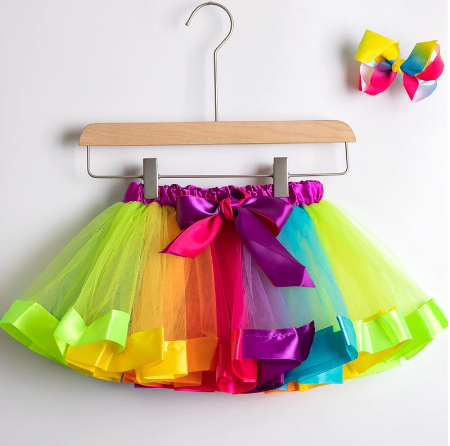 Layered Tulle Rainbow Skirt
