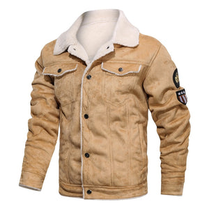 Windproof PU Leather Motorcycle Jacket with Faux Fur Collar