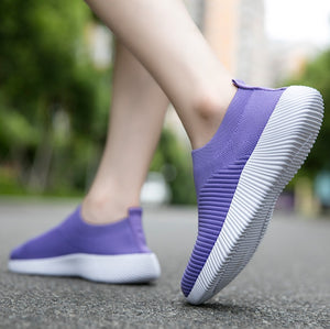 Breathable Mesh Platform Sneakers Slip on Soft Ladies Casual Running Shoes