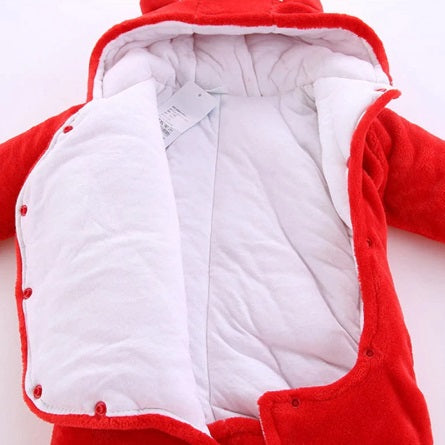 Newborn Baby Snowsuit Warm Fleece Hooded Footied Romper