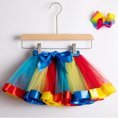Layered Tulle Rainbow Skirt