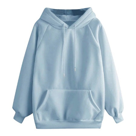 Casual Solid Hooded Pocket Long Sleeve Pullover Sweatshirt