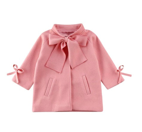 Girls Smart Coat with Cute Bowknot