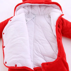Newborn Baby Snowsuit Warm Fleece Hooded Footied Romper
