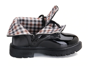 Boy's Girl's Waterproof Side Zipper Lace-Up Ankle Boots