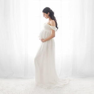 white maternity photoshoot dress