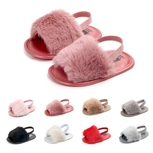 Baby Girl Sandals with Faux Fur