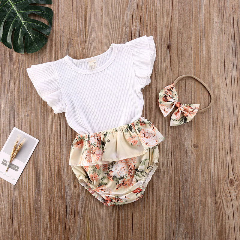 Baby Girl Summer Outfit, 3 Pcs Clothes Set