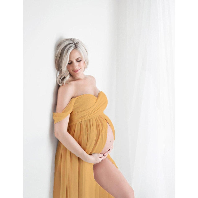 maternity photoshoot dress yellow