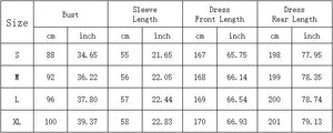 maternity gown size chart