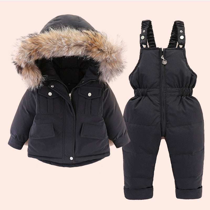 black Snow Toddler Puffer Jacket & Jumpsuit Set 