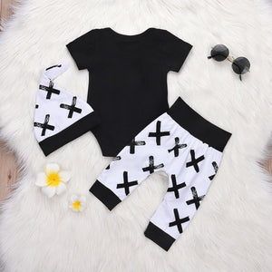white and black baby boy outfit sets back view