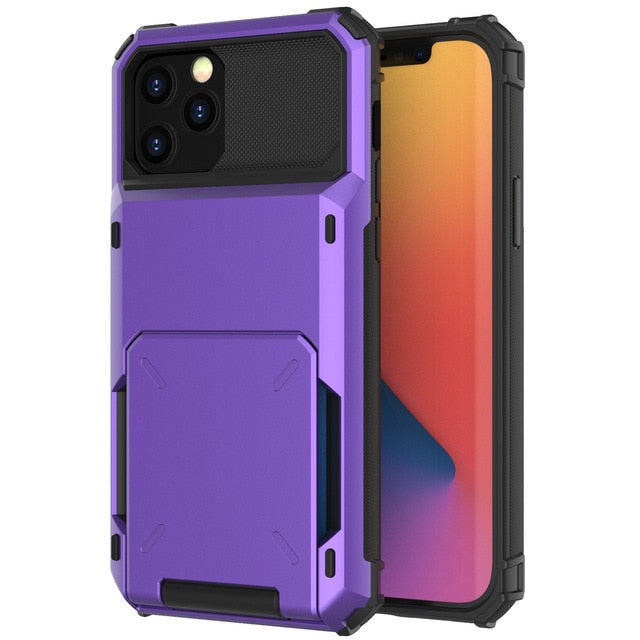 iphone 8 case with card holder purple