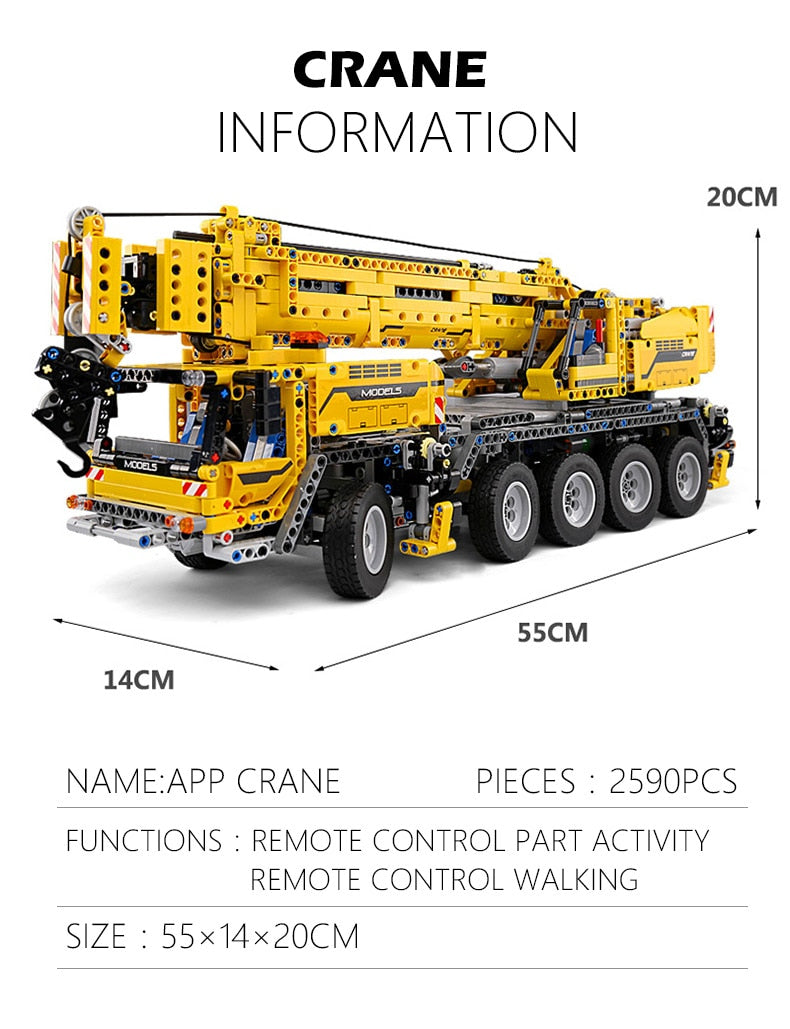 Remote Control Truck | MOULD KING | High-Tech Motor Power Mobile Crane 2590 Pcs