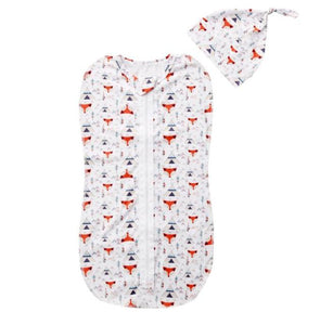 Newborn Infant Baby Sleeping Bags Zipper Wrap, Blanket+Hat, 2 Pcs Set