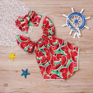 Baby Girl Summer Suit, Romper and Headband