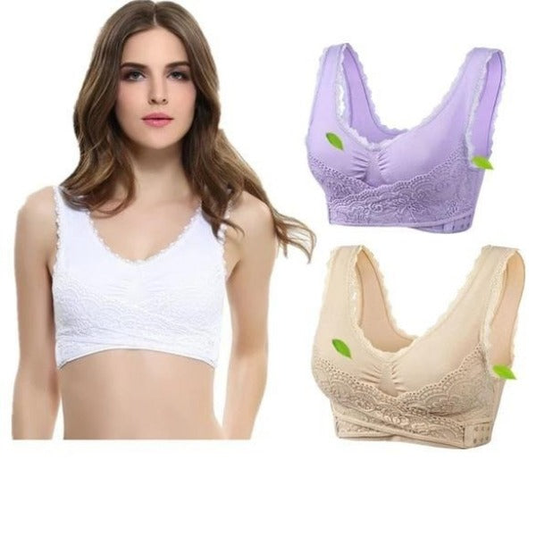 in our online store you can buy 3 pack lace cross bra in colour nude, lavender and white  with free shipping and 30 day return