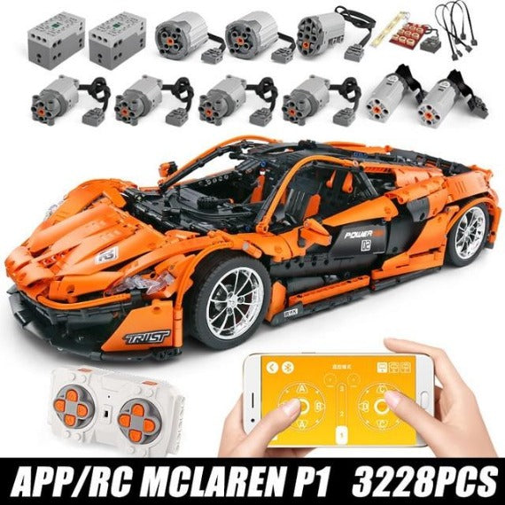 Building block supercar with motor and remote control