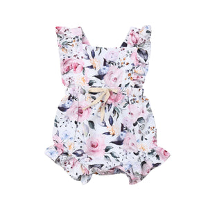baby girl summer romper with floral print