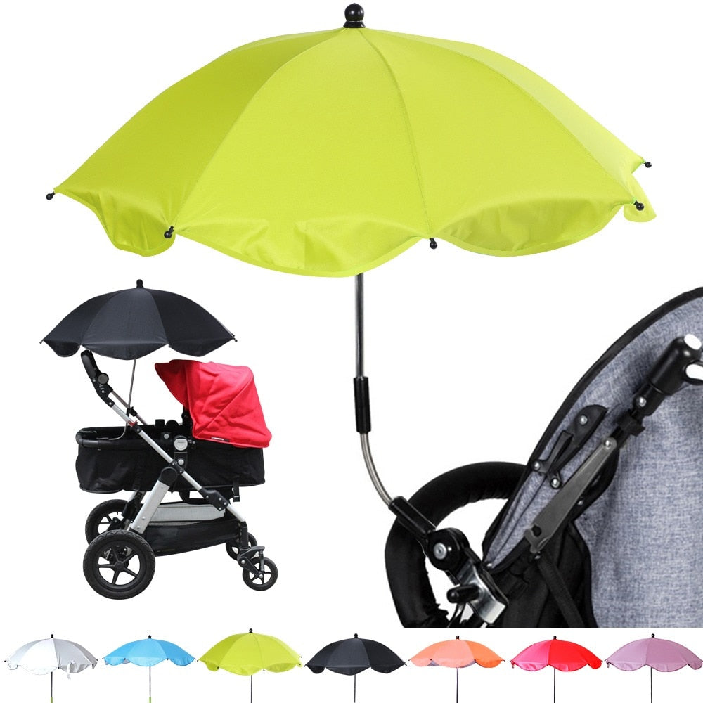 umbrella has flexible handle so you can protect your baby stroller from sun 