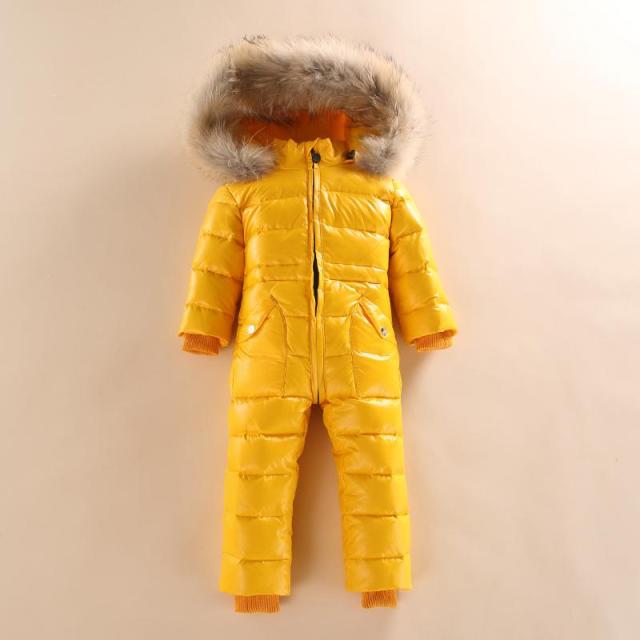 yellow infant snow suit