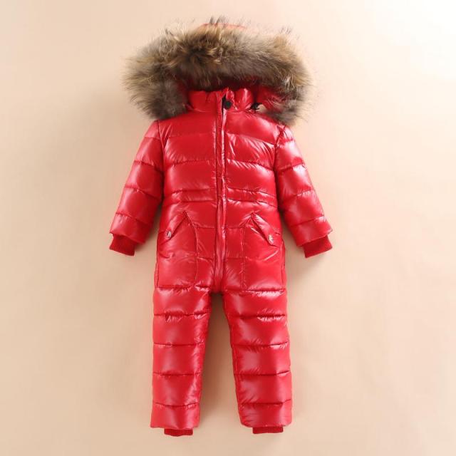red snowsuit for infants