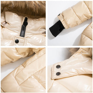 winter jacket with real fur hood, thumbholes and pockets