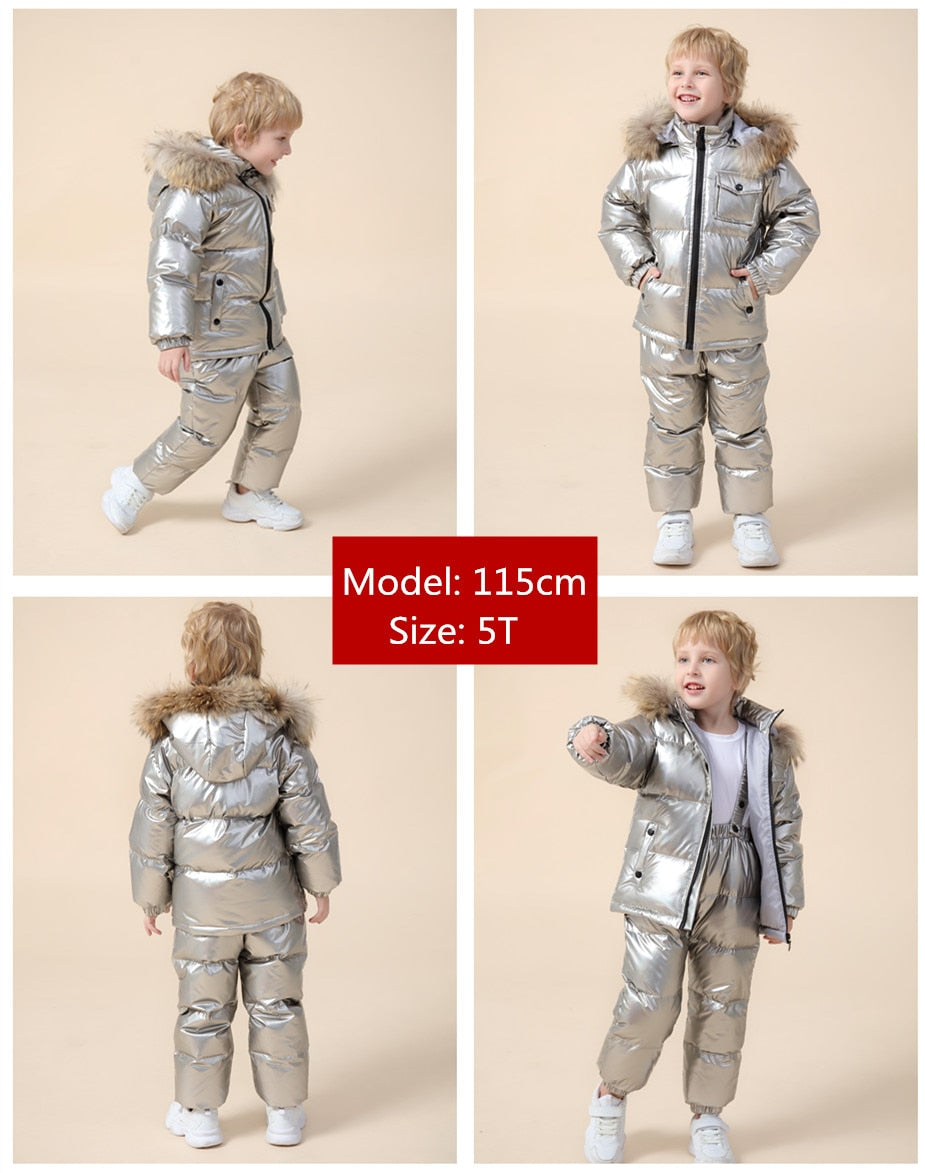 metallic  snowsuit