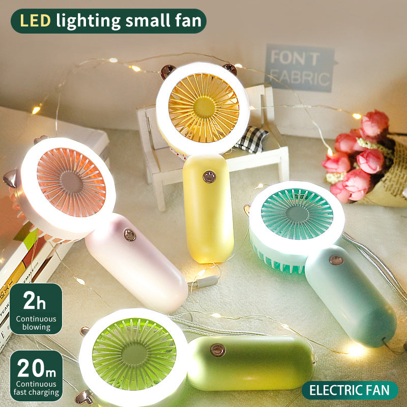 Mini Portable Fan with LED Light | Handheld Fan