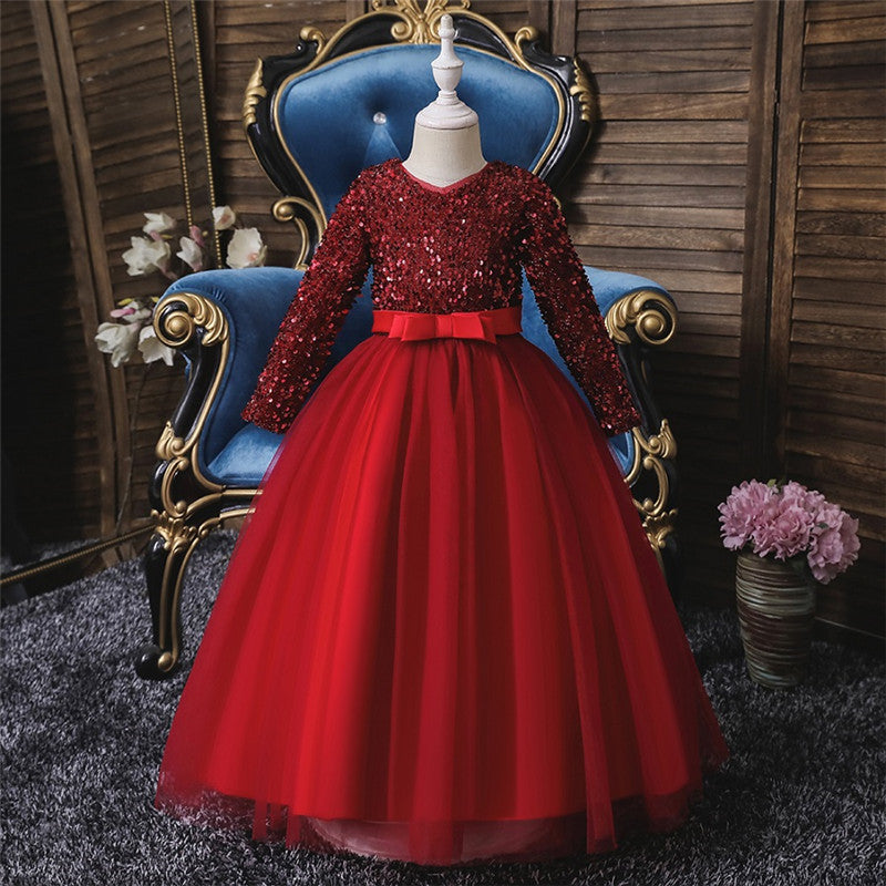 royal looking scarlet dress for a flower girl 4-14 years old