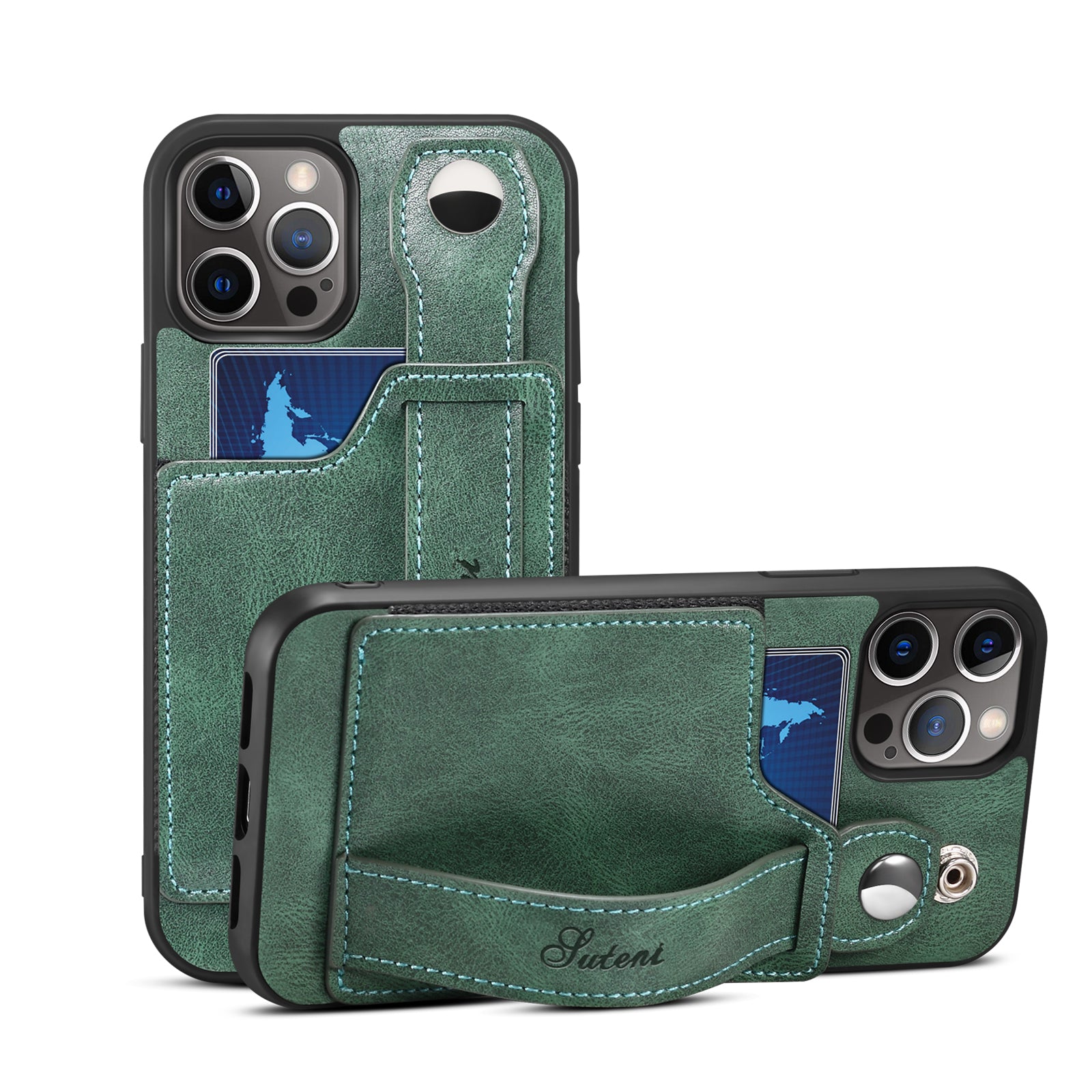  leather mobile phone cases with card holder green
