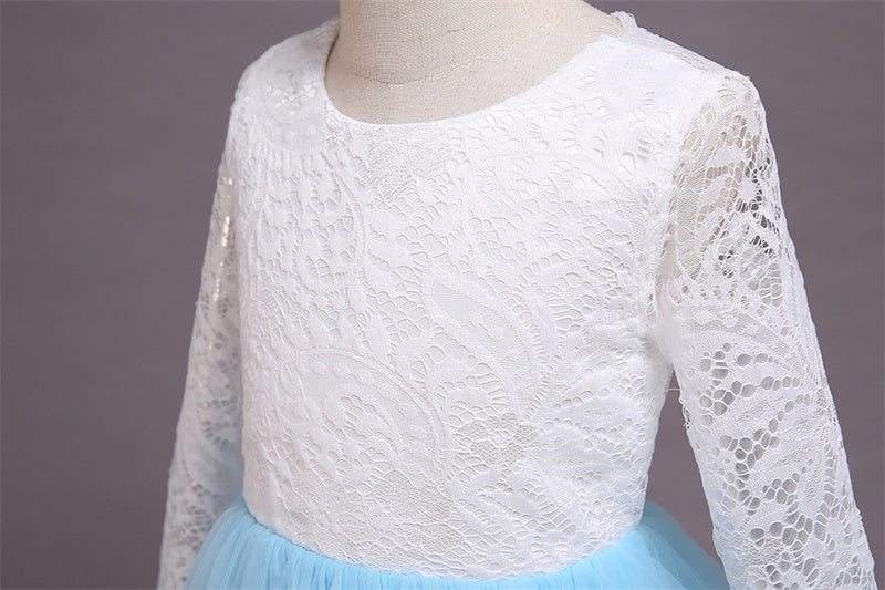 Lace Dress With Long Sleeves | Open Back Dress For Girls