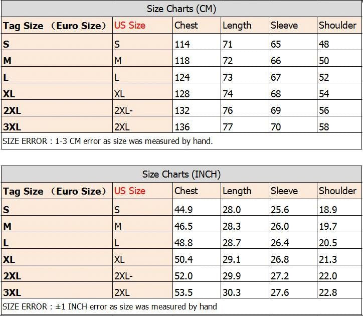 fleece walking jacket size chart in inches and centimeters